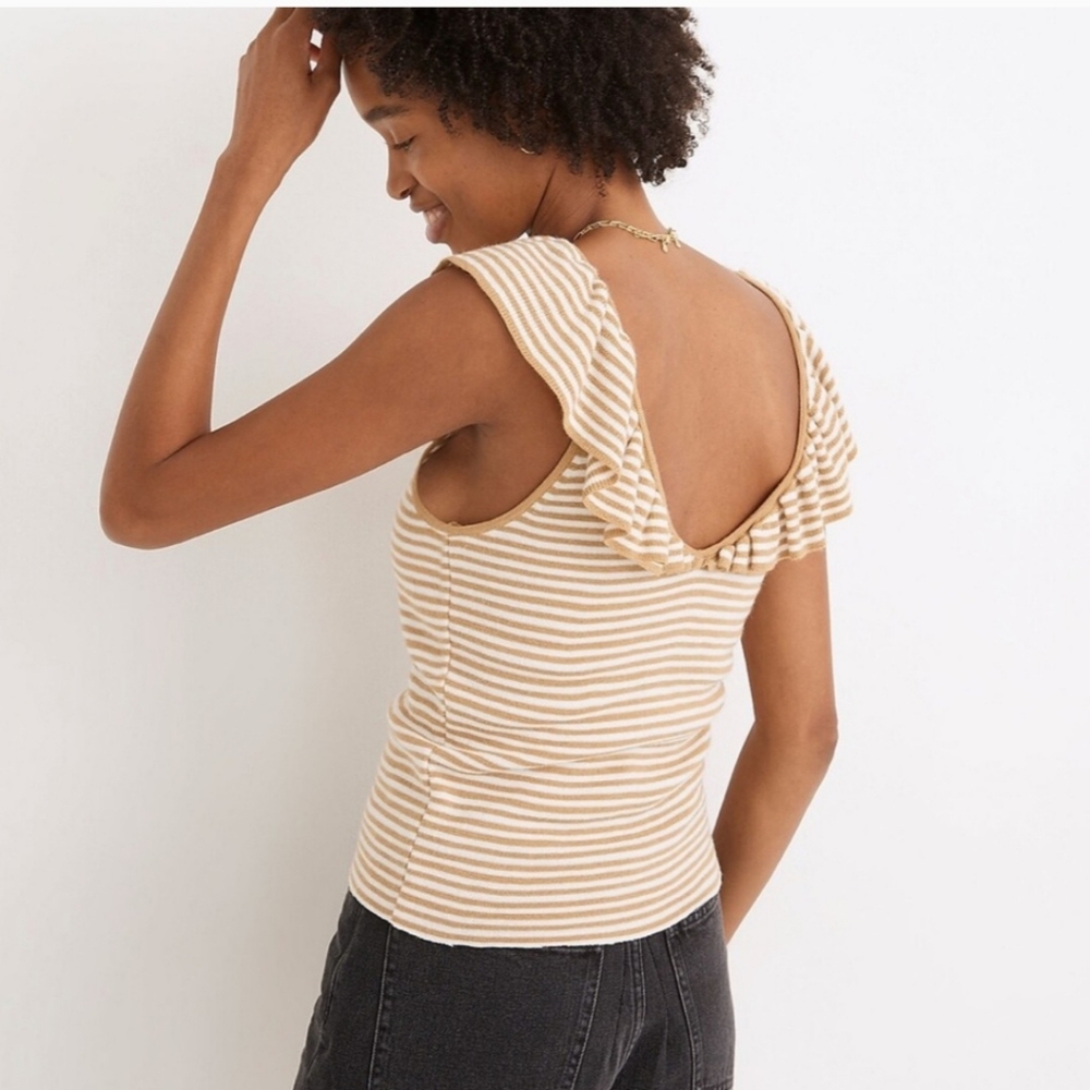 MADEWELL belhaven wool blend ruffle sweater tank in stripe
